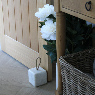White marble door stock on oak floor and door 
