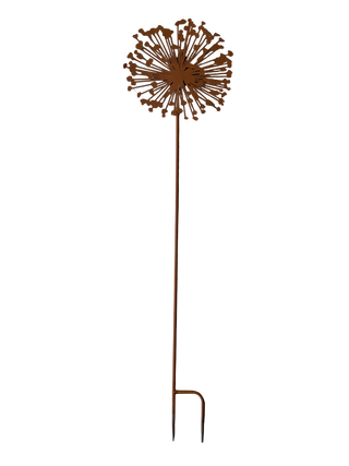 Decorative metal garden stake stock image 