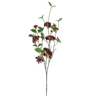 Faux Antique Red Mini Hydrangea Spray