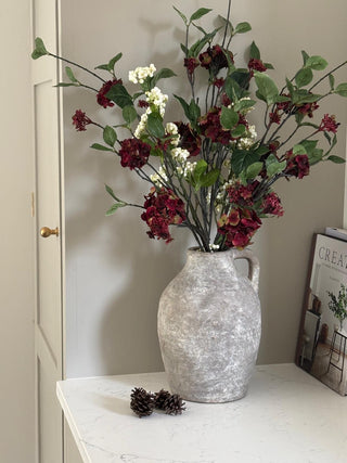Faux Antique Red Mini Hydrangea Spray
