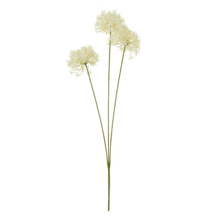 A synthetic representation of a cream-colored allium stem with multiple heads, designed for use as artificial flora.