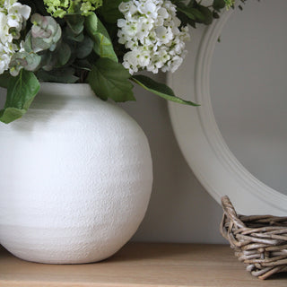 white textured ceramic vase 